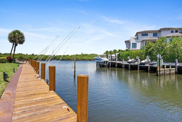 dock area featuring a water view