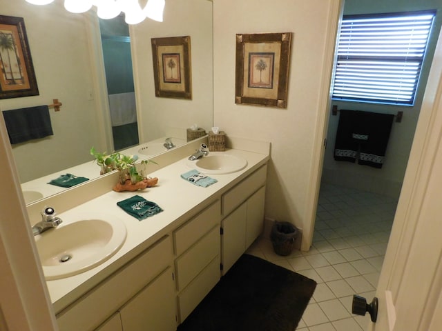 bathroom featuring vanity and tile patterned flooring