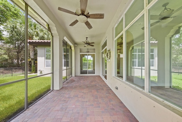 12520 NW 79th Mnr, Parkland, FL 33076 - unfurnished sunroom featuring a ceiling fan