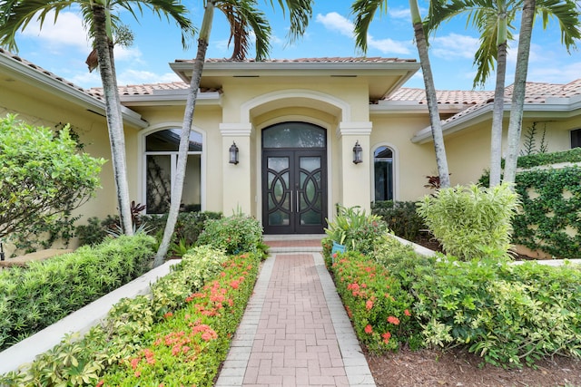 doorway to property with french doors