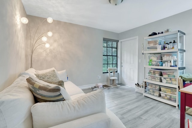 sitting room featuring light hardwood / wood-style flooring