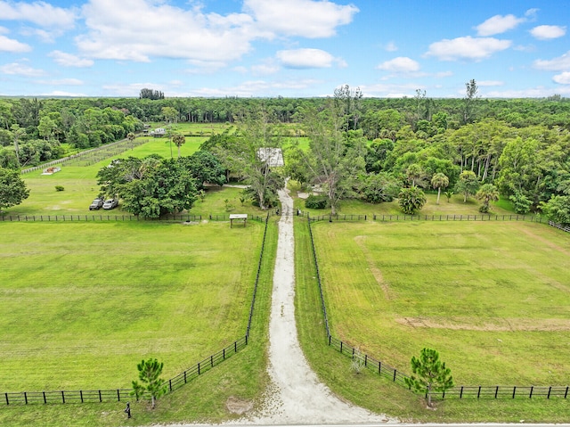 aerial view featuring a rural view