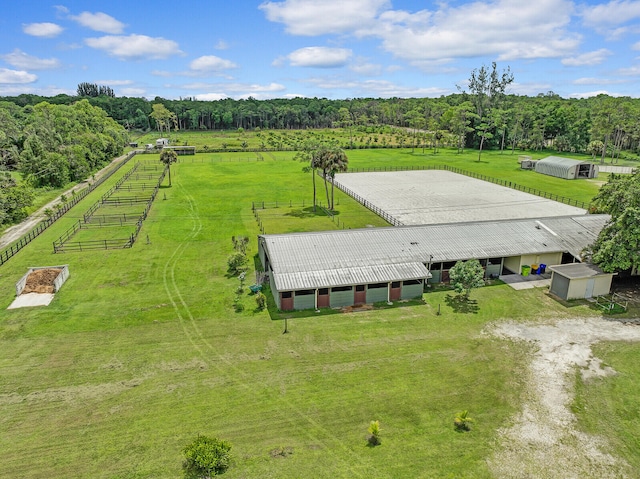 aerial view featuring a rural view