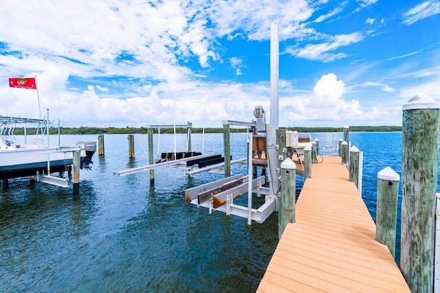 view of dock featuring a water view