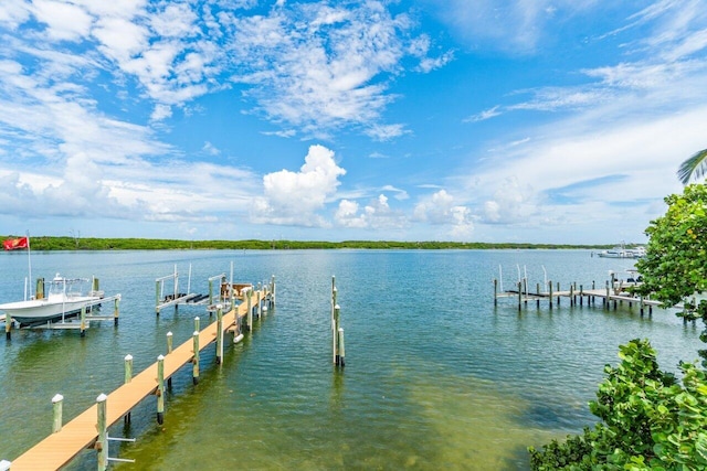 view of dock featuring a water view