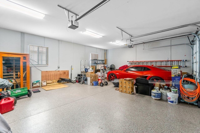 garage with a garage door opener