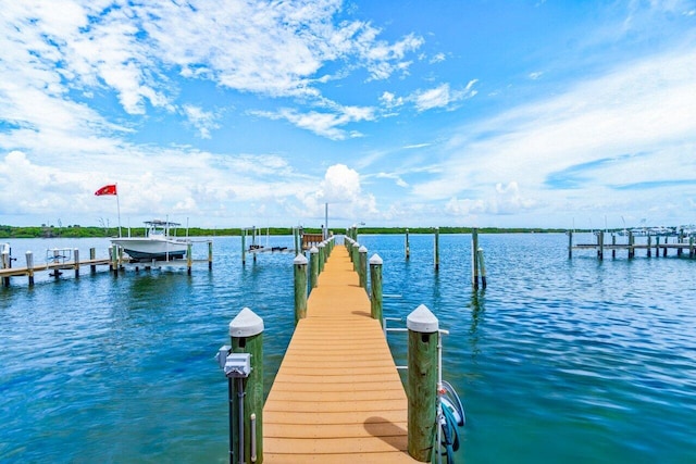 dock area featuring a water view