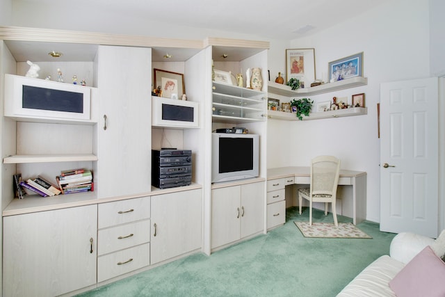 view of carpeted home office