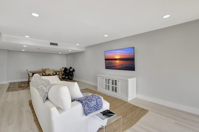 living room featuring light hardwood / wood-style flooring