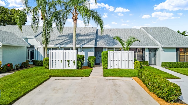 view of front of property featuring a front lawn