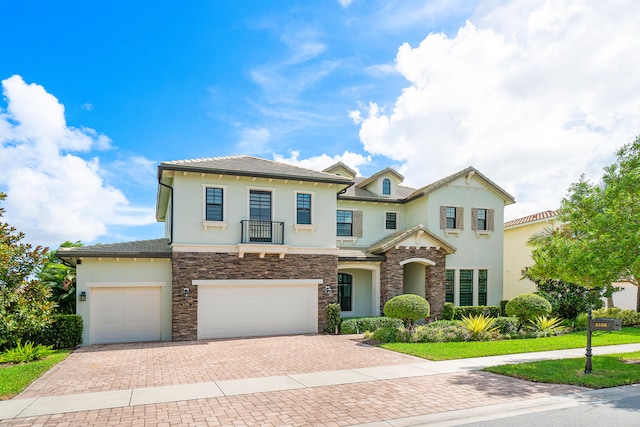 view of front of house with a garage