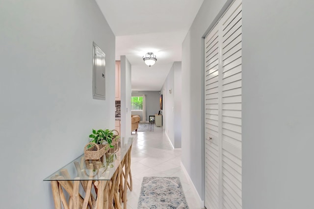 hallway with light tile patterned floors