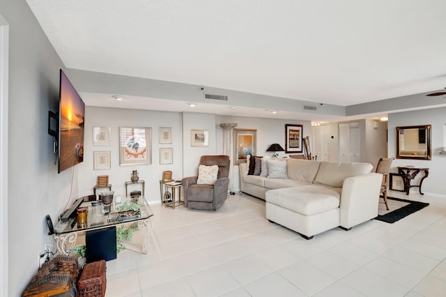 view of tiled living room