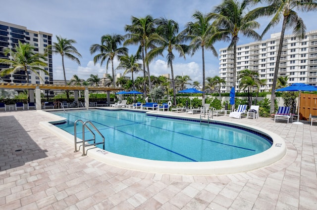 view of pool featuring a pergola