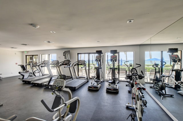 gym with plenty of natural light