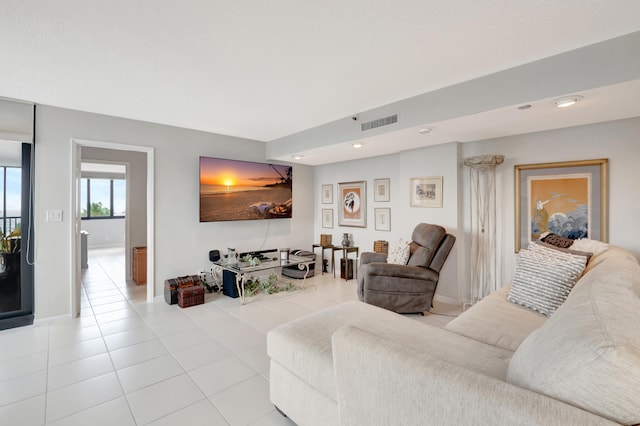 view of tiled living room