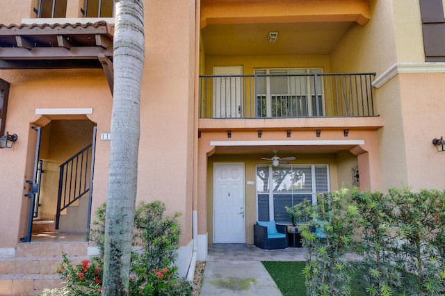 doorway to property featuring a balcony