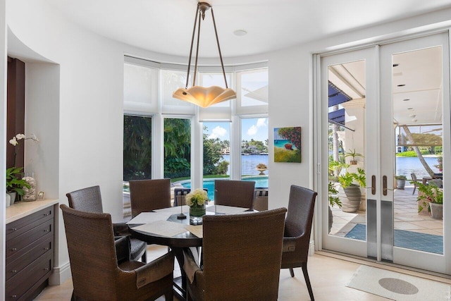 dining area featuring french doors