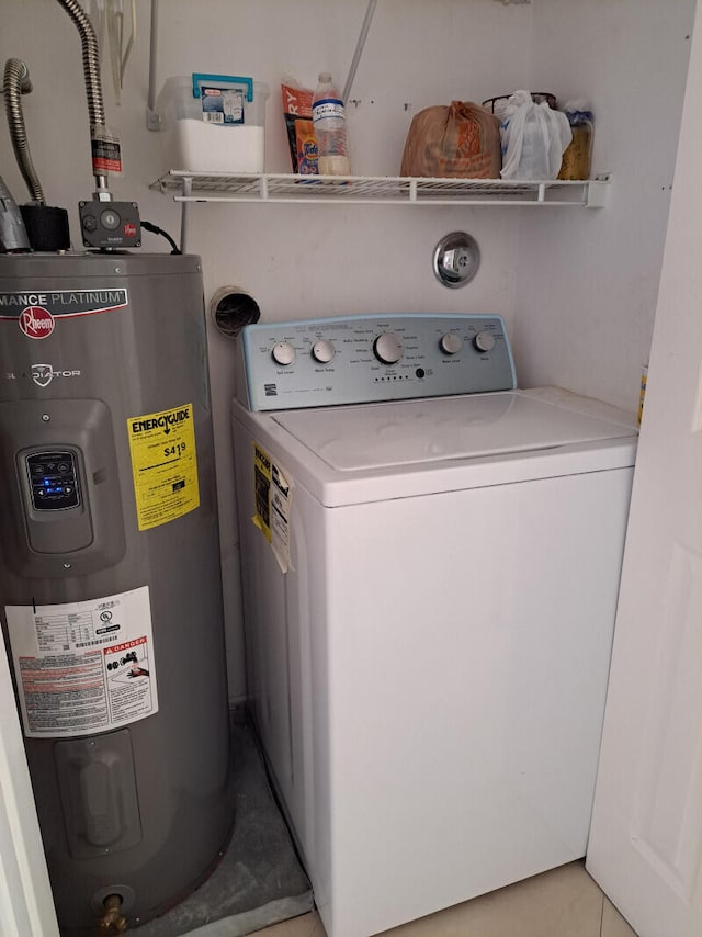 washroom featuring washer / clothes dryer and water heater