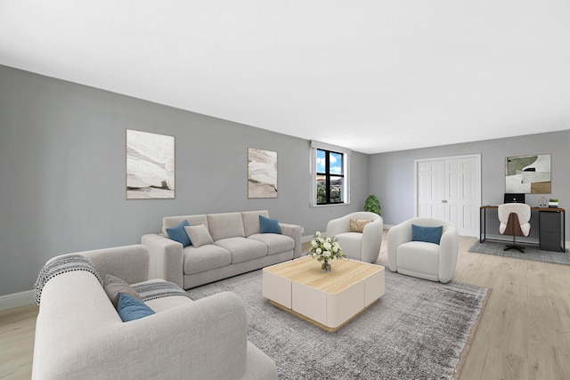 living room with light wood-type flooring