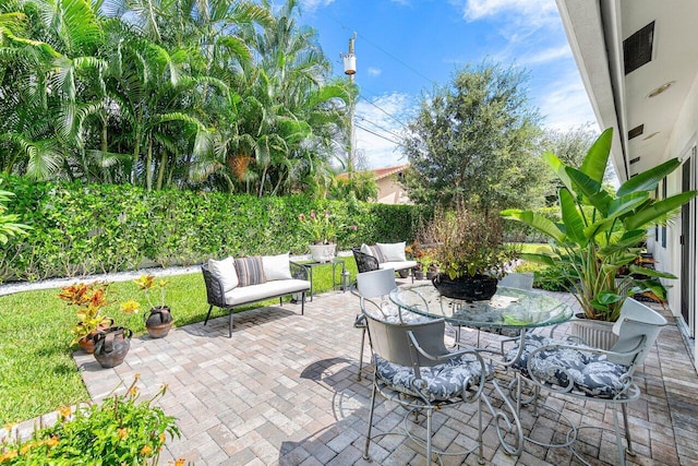 view of patio / terrace featuring an outdoor hangout area