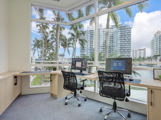 view of carpeted office space