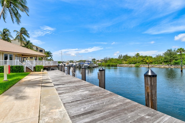 view of dock featuring a water view