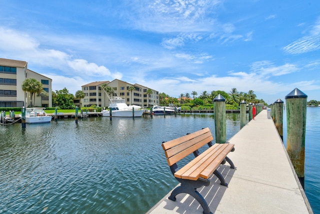 view of dock featuring a water view