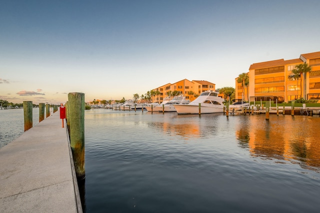 dock area featuring a water view