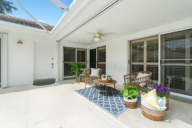 view of patio with ceiling fan