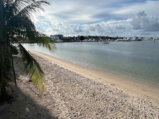 property view of water with a beach view