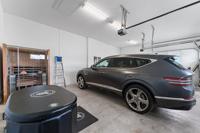 garage with a garage door opener