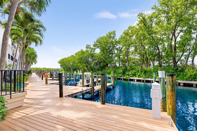 view of dock featuring a water view