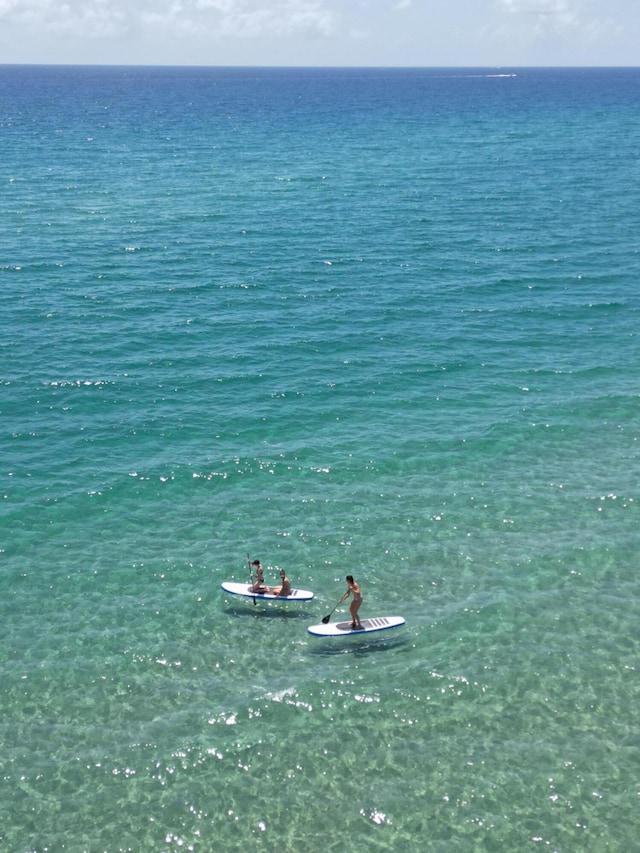 aerial view featuring a water view and a beach view