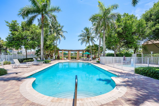 view of swimming pool with a patio