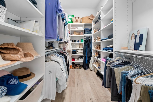 spacious closet with light hardwood / wood-style floors