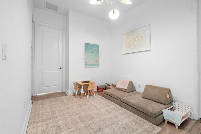 living room with light wood-type flooring