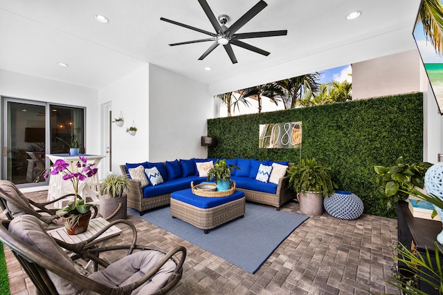 view of patio / terrace with an outdoor living space