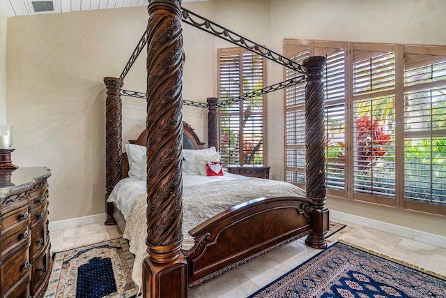 bedroom with vaulted ceiling