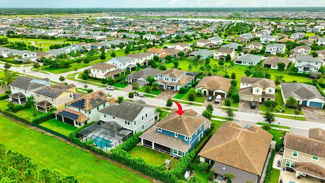 aerial view featuring a residential view