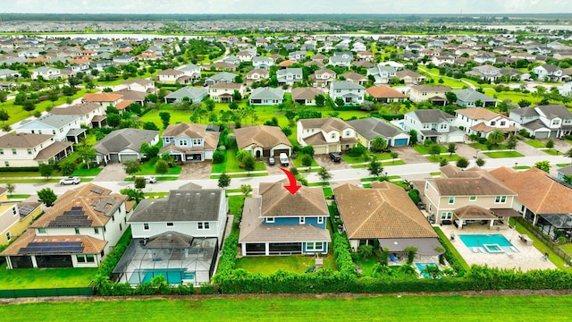 drone / aerial view with a residential view