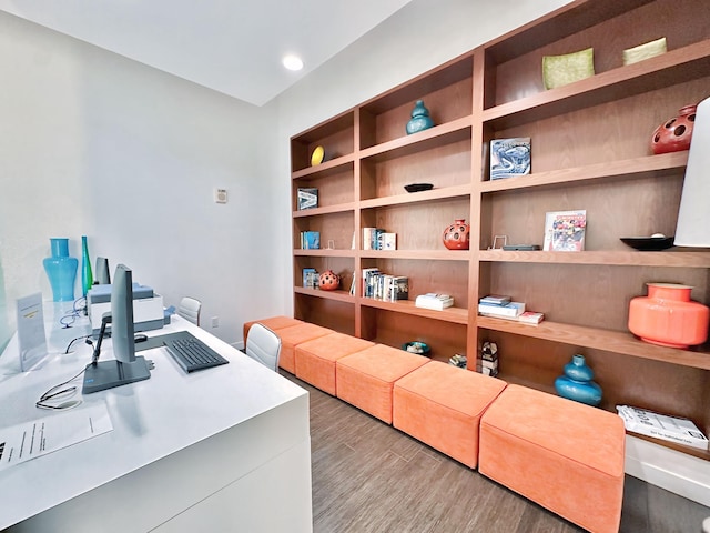 office area with light wood-type flooring