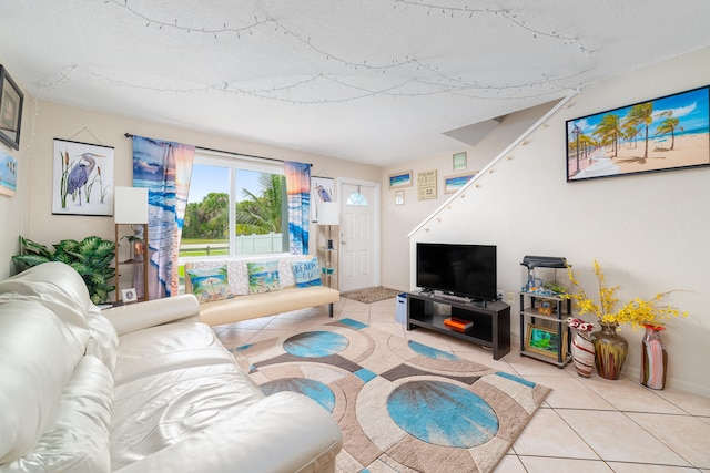 view of tiled living room