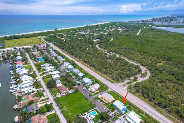 bird's eye view featuring a water view