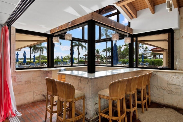 bar with beam ceiling