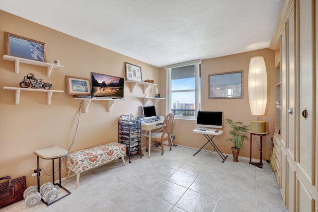 office area featuring light tile patterned floors