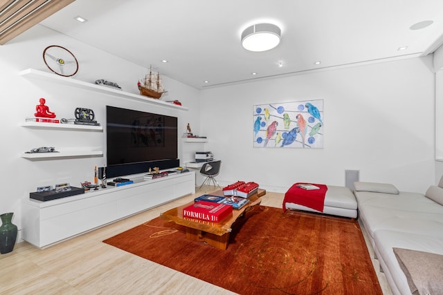 living room with hardwood / wood-style floors