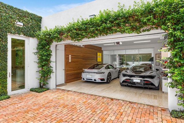 garage with a carport