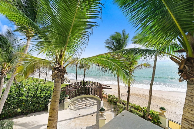 property view of water with a beach view