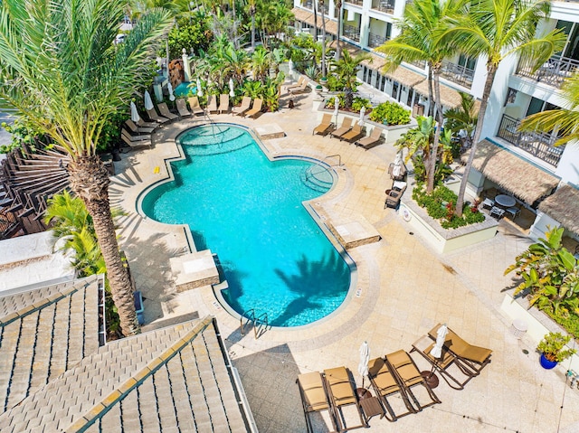 view of pool featuring a patio area